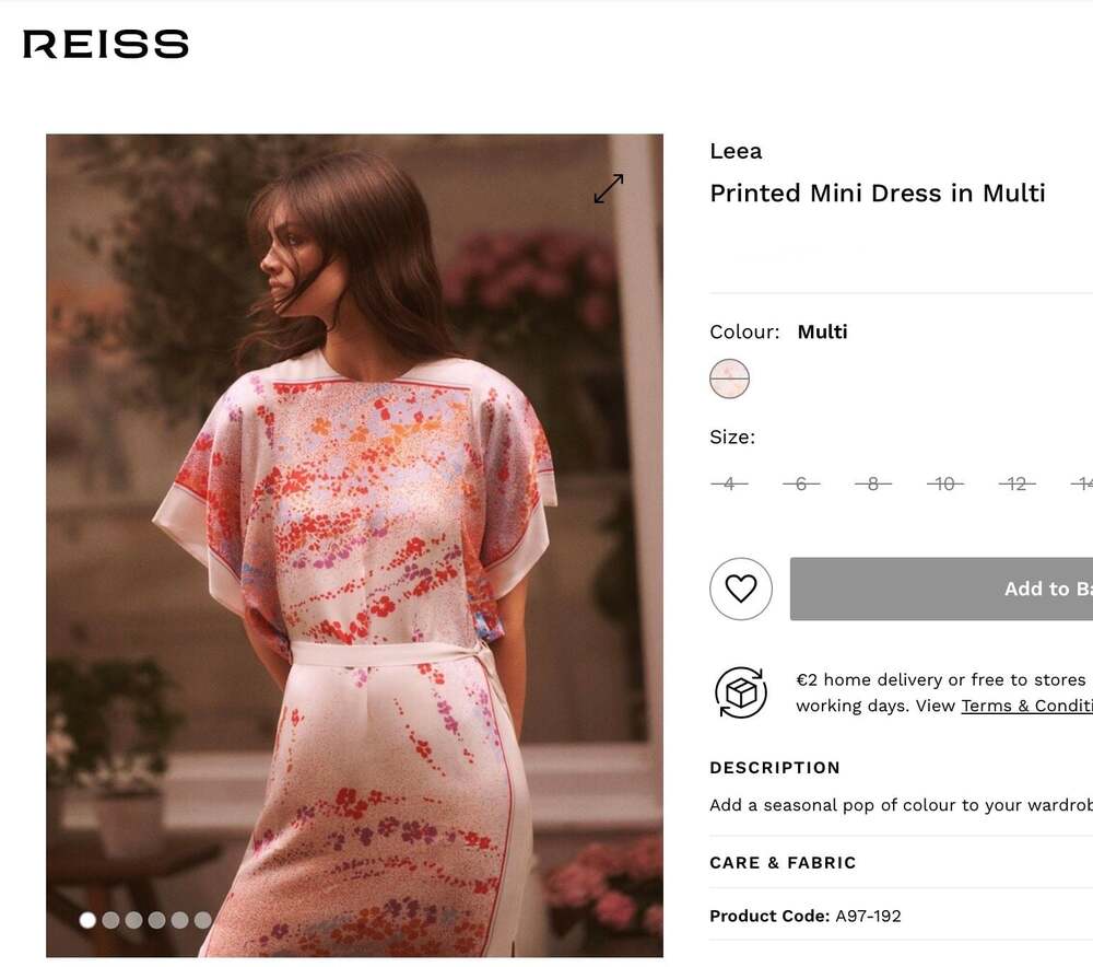 Reiss Leea Printed Scarf Mini Dress Size 10 - Picture 6 of 11